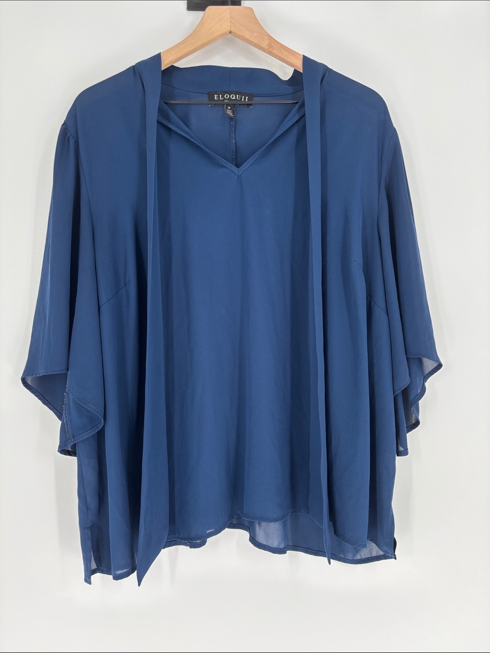 Eloquii blue tie neck top blue 20